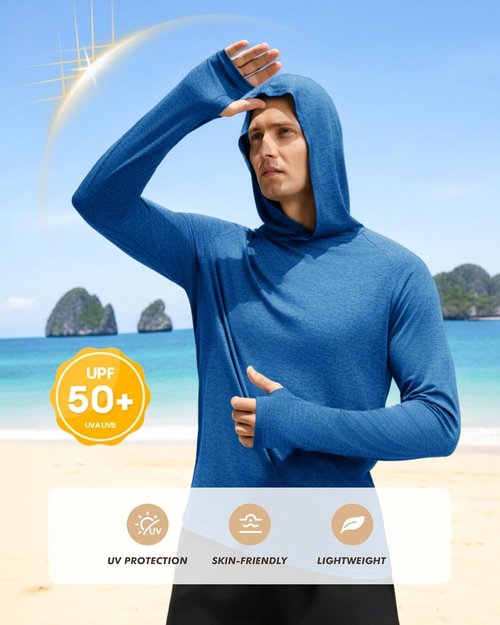 BOOJO Sun Hoodie for Men - Lightweight Long Sleeve UV UPF 50+ Fishing Shirt | Perfect for Athletic Workouts
