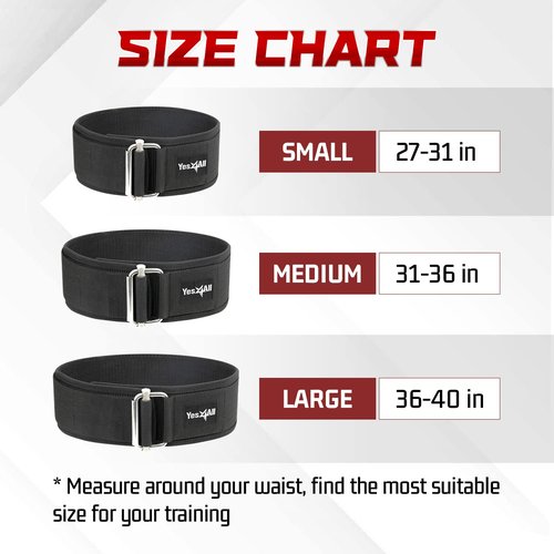 Yes4All Self-Locking Weight Lifting Belt Durable and Comfortable Workout Belt - Perfect For Women and Men for Squats, Deadlifts, and More Small