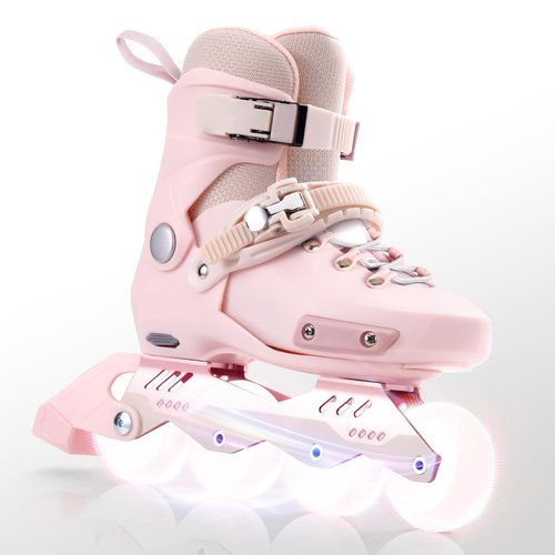 SWAY Adjustable Inline Skates for Kids, Teens and Adults, All Wheels Light Up High Performance Roller Skates for Boys and Girls Ideal for Roller Skate (Pink, Large-Youth & Adult（4-7 US）)