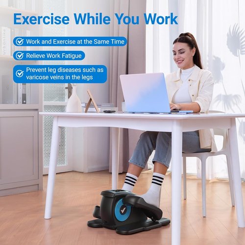 MERACH Under Desk Elliptical Machine - Portable Electric Leg Exerciser for Seniors | Fully Assembled with Remote & 12 Auto Modes