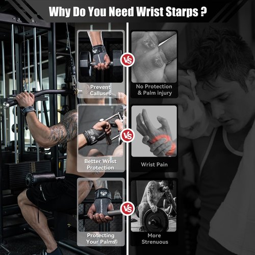 MANUEKLEAR Gym Straps Weight Lifting, Double Leather Lifting Straps for Men Deadlift with Cushion Wrist Loop, Gym Liftings Wrist Wraps for Weightlifting