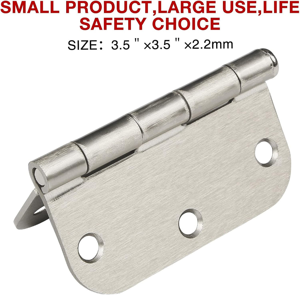 Cando 18-Pack Satin Nickel Door Hinges - Heavy Duty 3.5 Inch x 1/2" Rounded 5/8 Radius for Interior Doors
