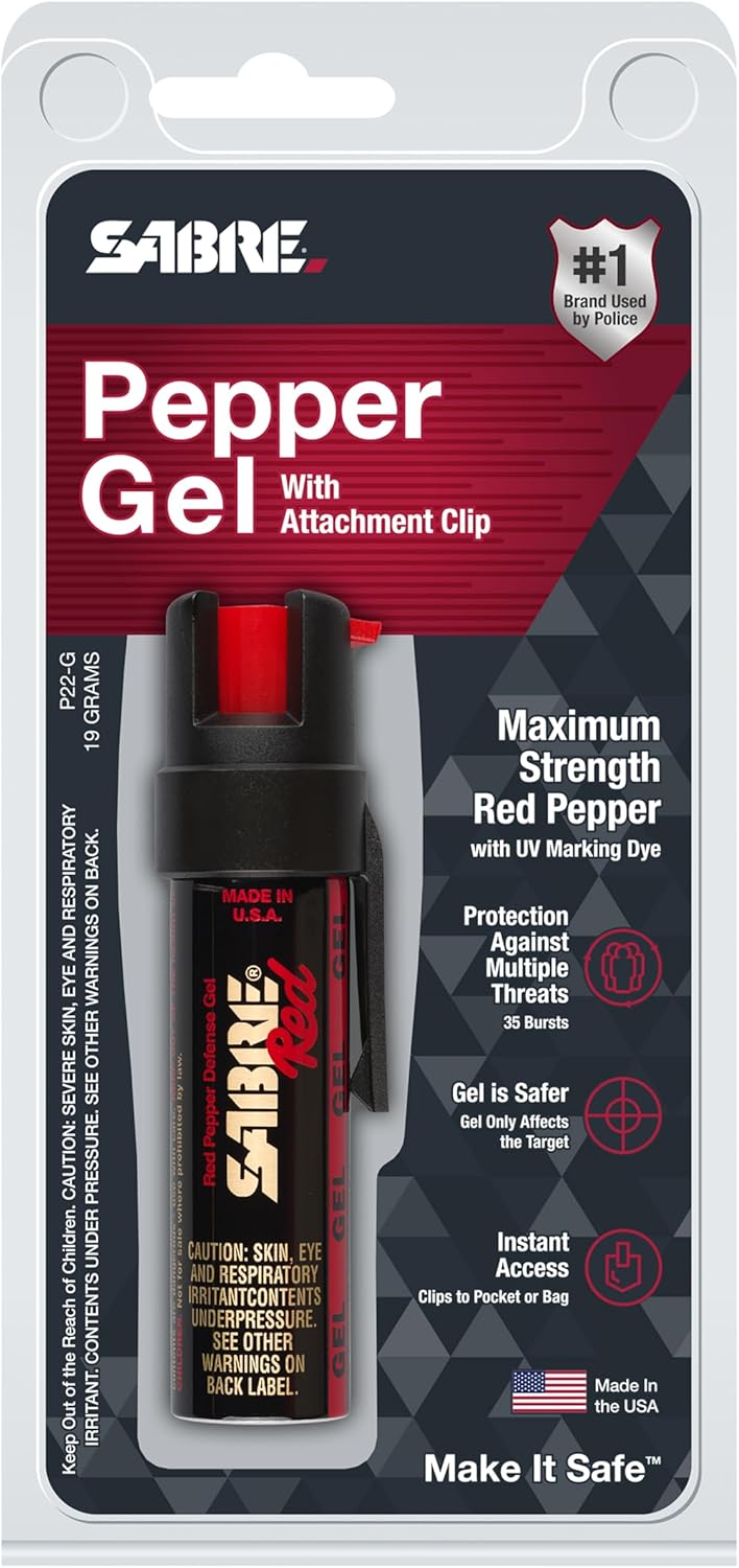 SABRE Pepper Gel - 35 Bursts for Maximum Protection | Safer Gel Formula with UV Marking Dye, 0.67 fl oz