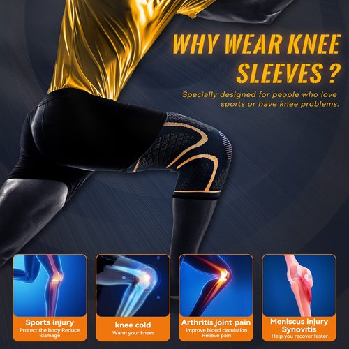 Copper Knee Braces for Men and Women (2 pack) -Knee Supports Copper Compression Knee Sleeve for Knee Pain, Arthritis, Sports and Recovery Support (X-Large)