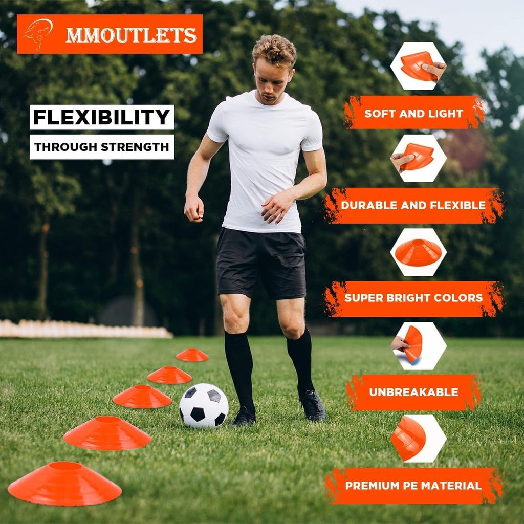 Pro-Grade Soccer Training Cones Set by [Brand Name] - Durable Agility Cones with Carry Bag & Strap Holder | Ideal for Football, Basketball, and Sports Training