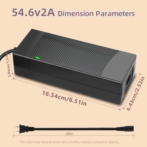 54.6V 2A Ebike Electric Scooter Charger for 48V Lithium Battery, 5 Adapter Plugs Fast Replacement Charger Compatible with Rad Power Bikes, Velotric, Heybike, Juiced, Ecotric - UL Listed