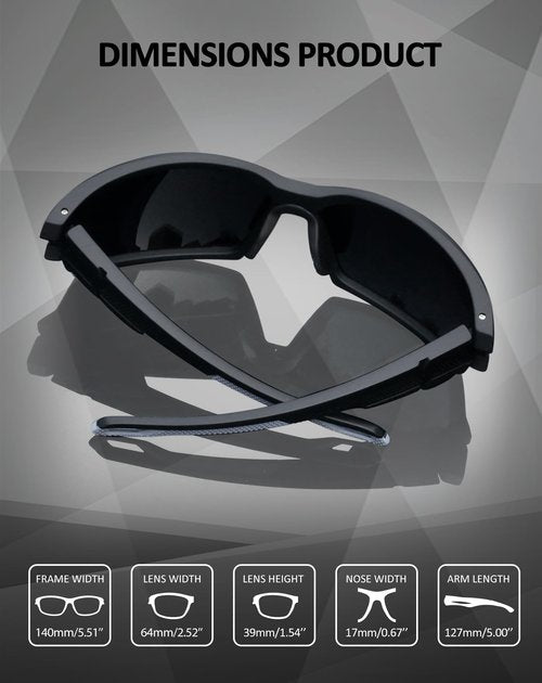 Joopin Black Sports Sunglasses Polarized UV Protection Wrap Around Sun Glasses Shades for Women Men Running Driving