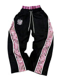 SOLY HUX Men's Baggy Sweatpants Y2k Striped Side Drawstring Elastic Waist Wide Leg Pants Streetwear Black Striped Medium