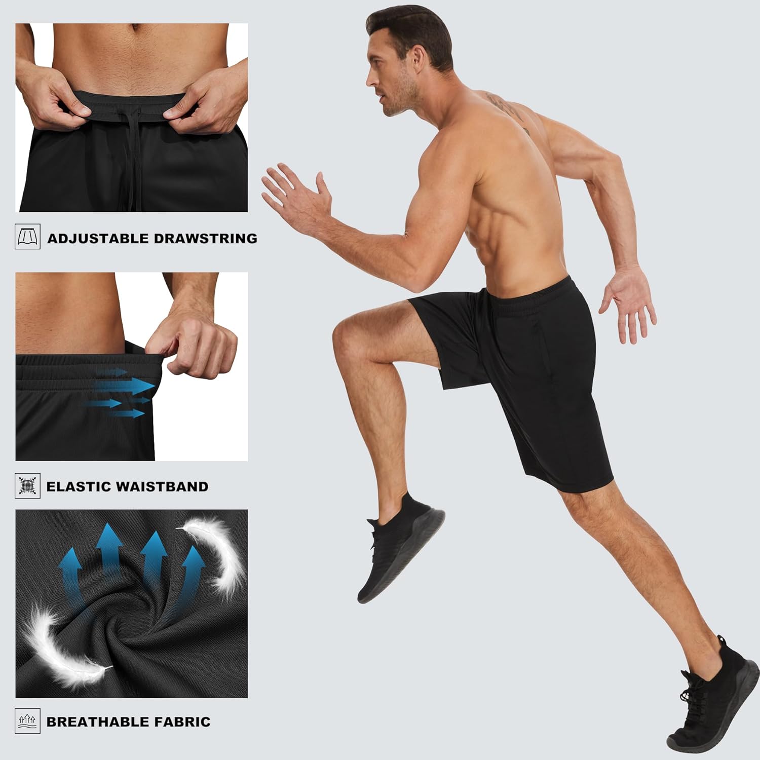 TVKSOM Men's Athletic Shorts - Quick Dry Basketball Shorts with Pockets & Elastic Waistband | 7 Pack