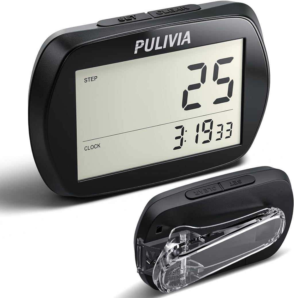 Skiennix Pedometer - 3D Step Counter with Clock | Accurate & Portable Walking Tracker