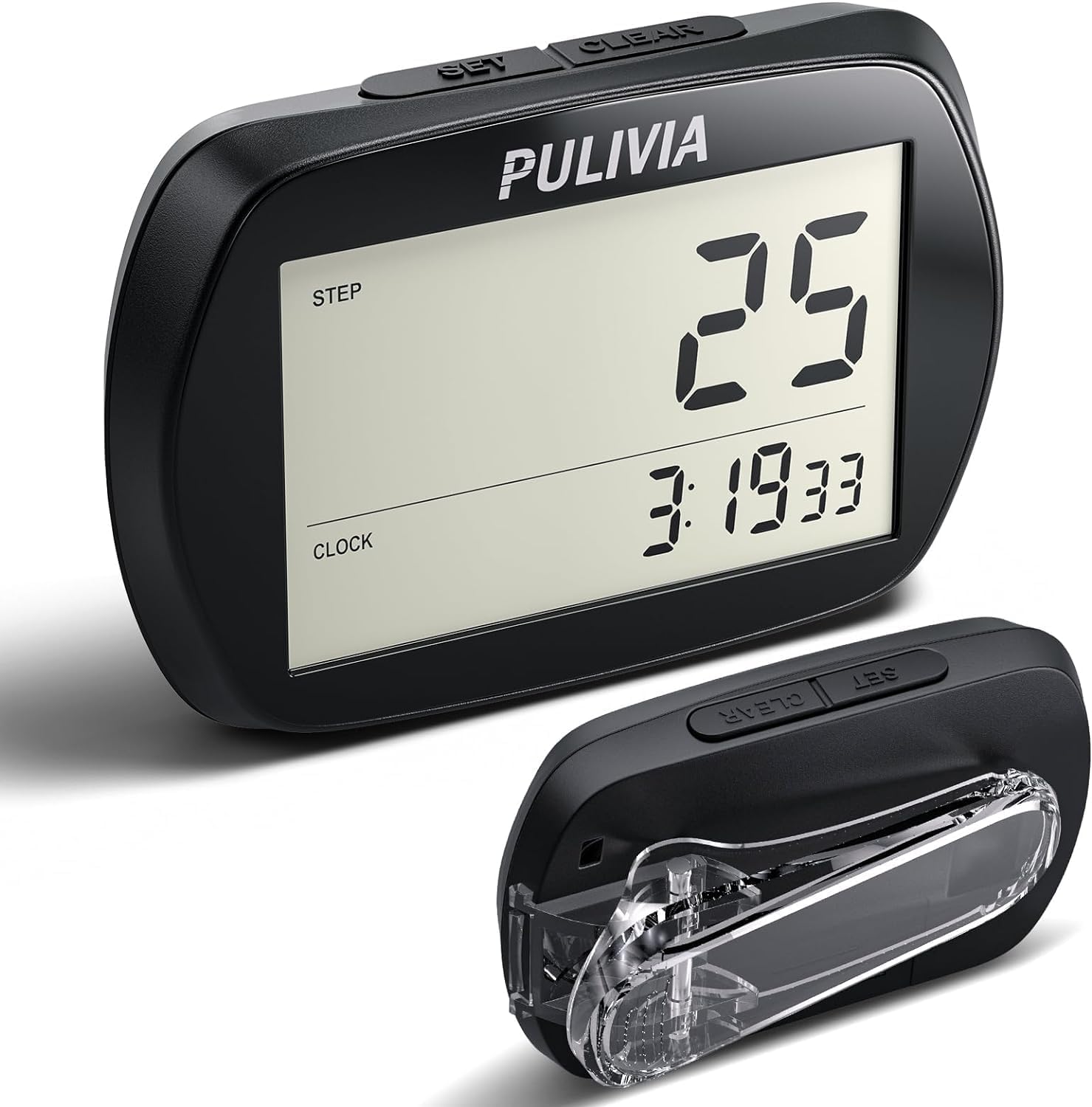 Skiennix Pedometer - 3D Step Counter with Clock | Accurate & Portable Walking Tracker