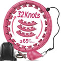APzek Weighted Exercise Hoop Plus Size, 32 Knots Detachable & Size Adjustable for All People, 2 in 1 Abdomen Fitness Massage Non Fall Smart Hooola Hoop with Auto Spinning Ball