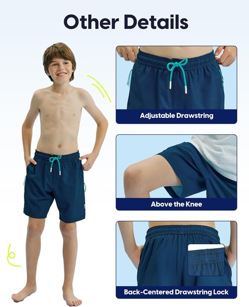 Maamgic Boys Swim Trunks - Compression Liner & Anti-Chafe Design | Stretchy Teen Swim Shorts with Zipper Pocket