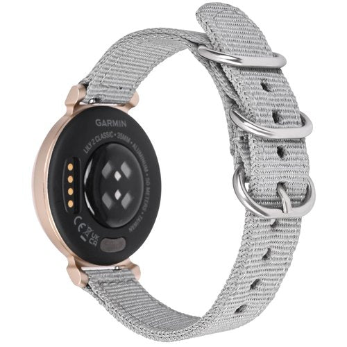 C2D JOY Canvas Nylon Band Compatible with Garmin Lily 2/Lily 2 Active Replacement Band Smart Watch band for Women-Silver Black