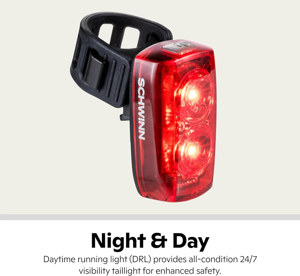 Schwinn USB Rechargeable Taillight - 25-80 Lumen Daytime Running Light with Multiple Modes | Easy Install