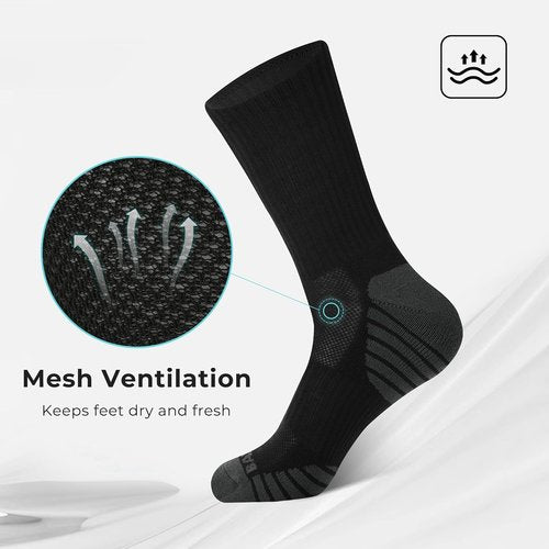 BAMBOO COOL Men's Athletic Crew Socks - Cushioned, Moisture-Wicking, Breathable Arch Support | 6 Pack