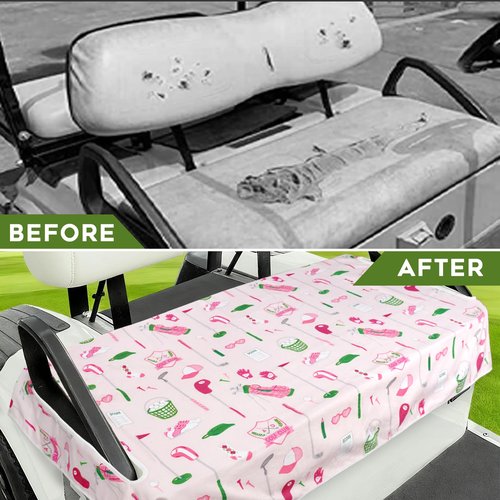 Golf Cart Seat Covers Club Car Golf Cart Accessories, Pink Golf Carts Seat Towel Blanket for Women, Cute Golf Seat Covers for Club Car and More 2-Seat Golf Cart Decorations Golfer Gifts, 52"x 32"