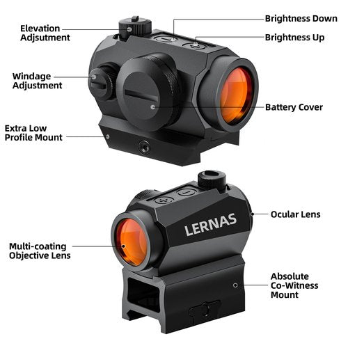 Motion Awake 2MOA Red Dot Sight, 11 Brightness Settings, IPX7 Waterproof Fogproof 1000G Shockproof, 50000H Battery Life 1x20mm Compact Optics with Absolute Co-Witness Mount for 20mm Picatinny Rail