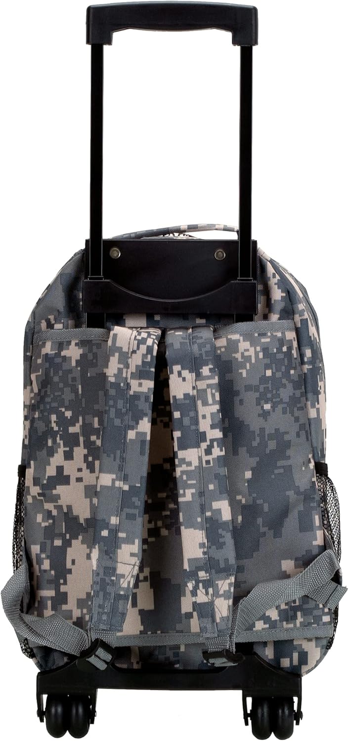 Rockland Double Handle Rolling Backpack - Acu Camo Design | 17-Inch Size for Easy Travel