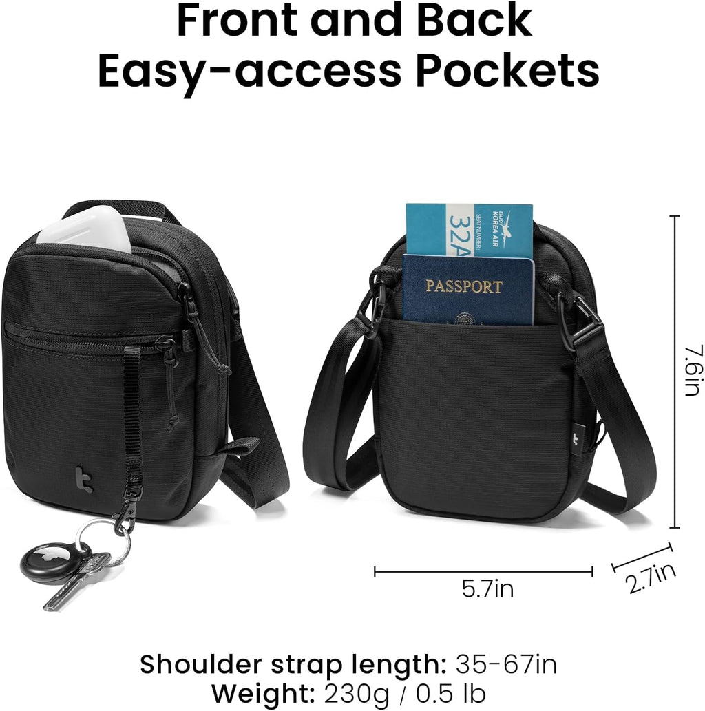 tomtoc Aviator-T37 Travel Sling Bag - RFID Blocking, Anti-Theft Zippers, Holds Passports