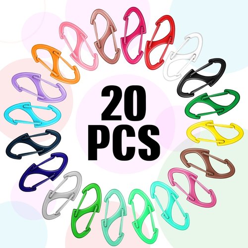 Moxweyeni 20 Pcs Zipper Clip S Carabiner Clips Small Alloy Snap Hook Anti Theft 1. 6 Inch Mini Dual Wire Gate Interlocking Keychain Clip Attachment for Women Men Camping Hiking(Bright Colors)