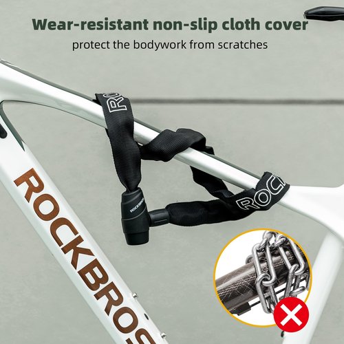 ROCKBROS Bike Chain Lock, Heavy Duty Anti Theft, 3 Ft Long, 5mm Thick Bicycle Lock with Key Set, Cut Proof for Door, Fence