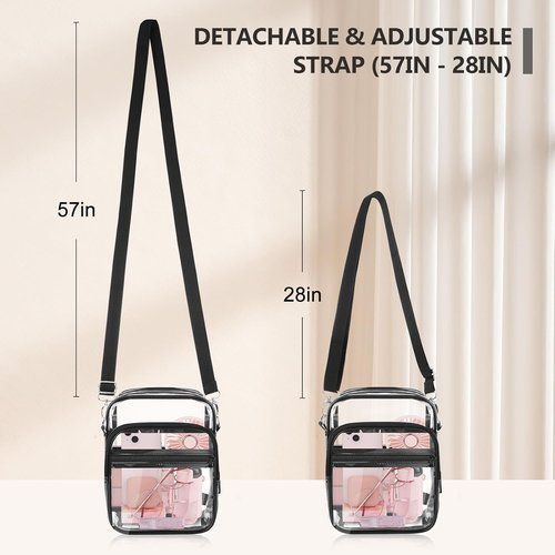 Blvornl Clear Crossbody Bag - Adjustable Shoulder Strap, Stadium Approved PVC Messenger Bag