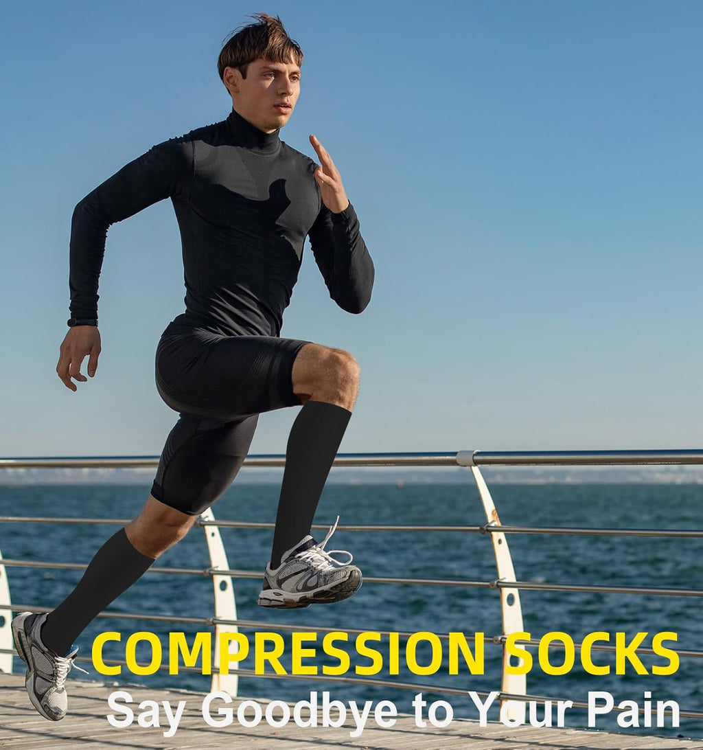 Skiennix Compression Socks - 15-20 mmHg Circulation Support for Men & Women | 4 Pairs for Nurses, Running, Hiking, Travel