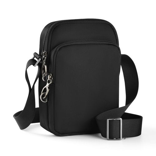 BROADREAM Small Sling Bag for Men, RFID Anti-Theft Crossbody Sling Bags with Zipper Lock for Women - Lightweight Waterproof Mini Chest Passport Backpacks for Travel Hiking (Black)
