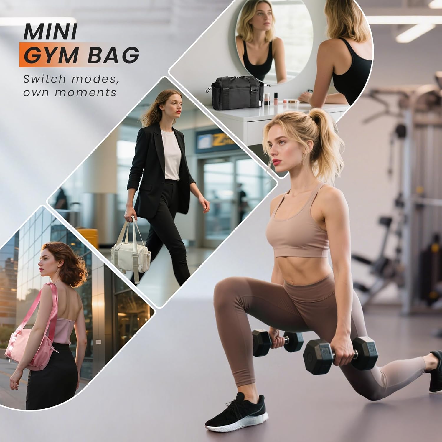 SKYSPER Small Gym Bag for Women - Lightweight Waterproof Mini Tote with Wet Compartment | Stylish Black Duffle for Sport & Commute