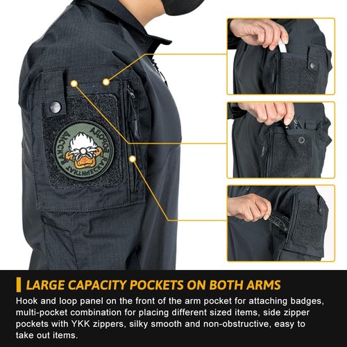 IDOGEAR Men's Tactical Military Shirt - 1/4 Zip Camo Combat BDU with Pockets for Outdoor Activities