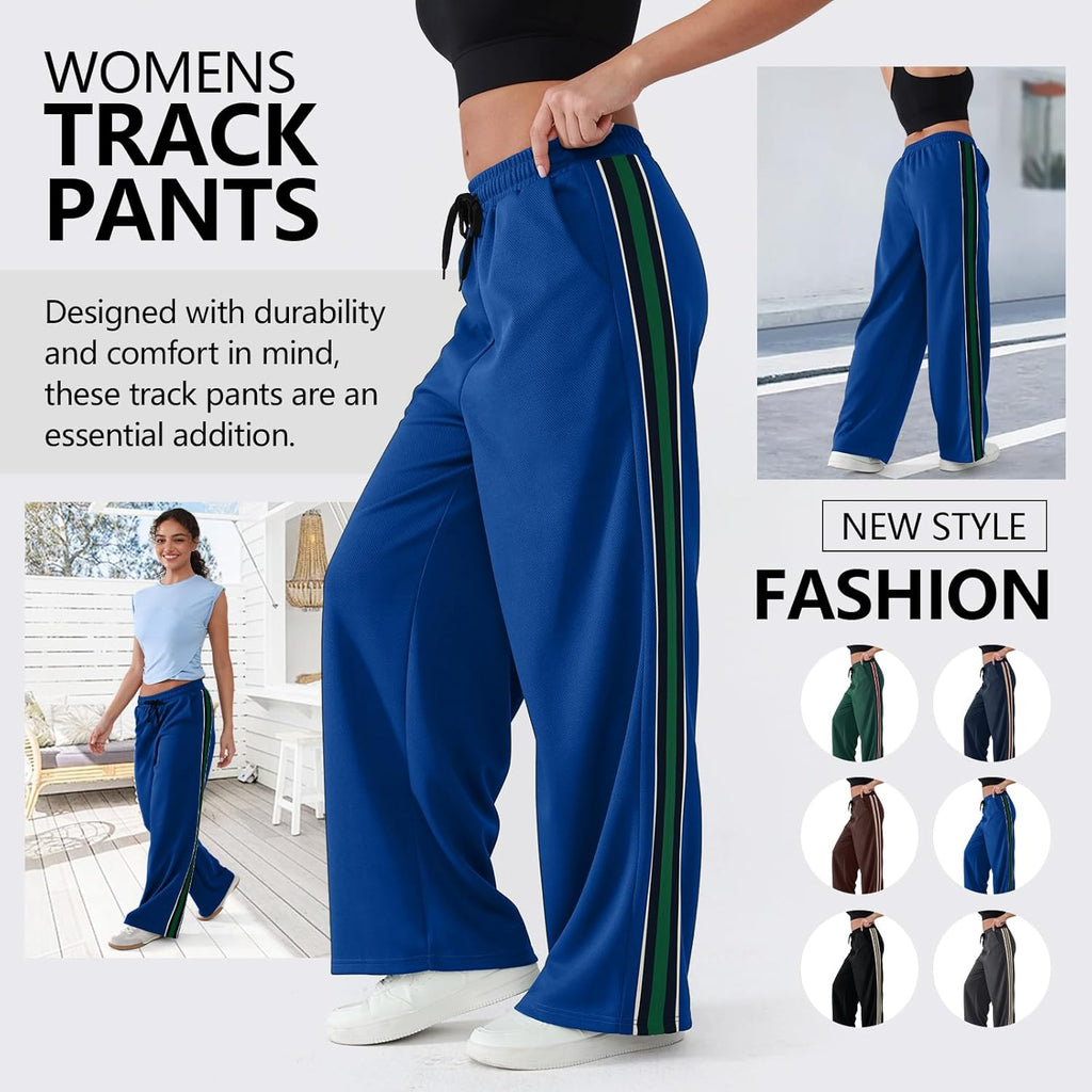 Skiennix Women's Wide-Leg Track Pants - High Waist, Quick-Dry Athletic Pants with Pockets