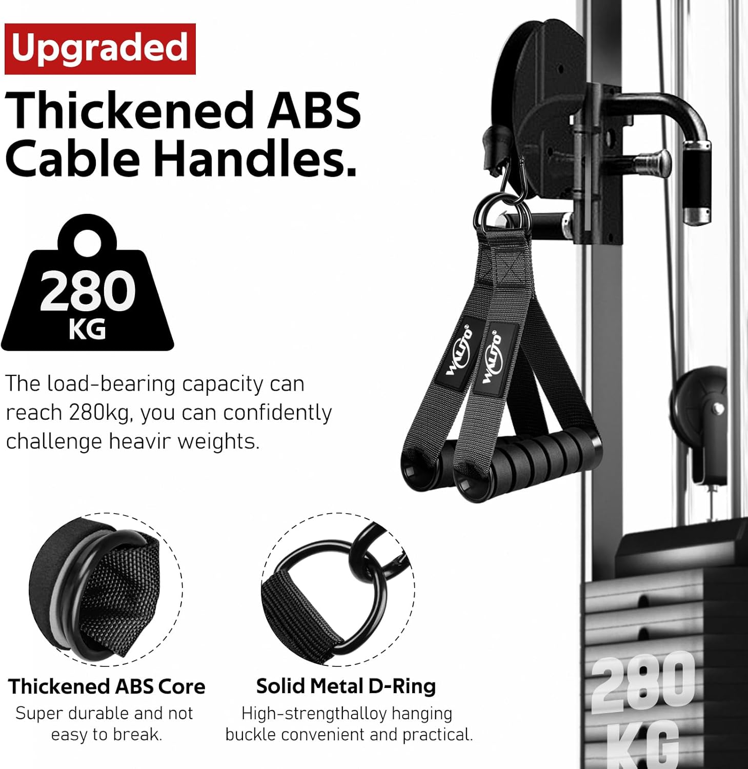 WALITO Exercise Handles - Heavy Duty Replacement Cable Machine Attachments for Home Gym