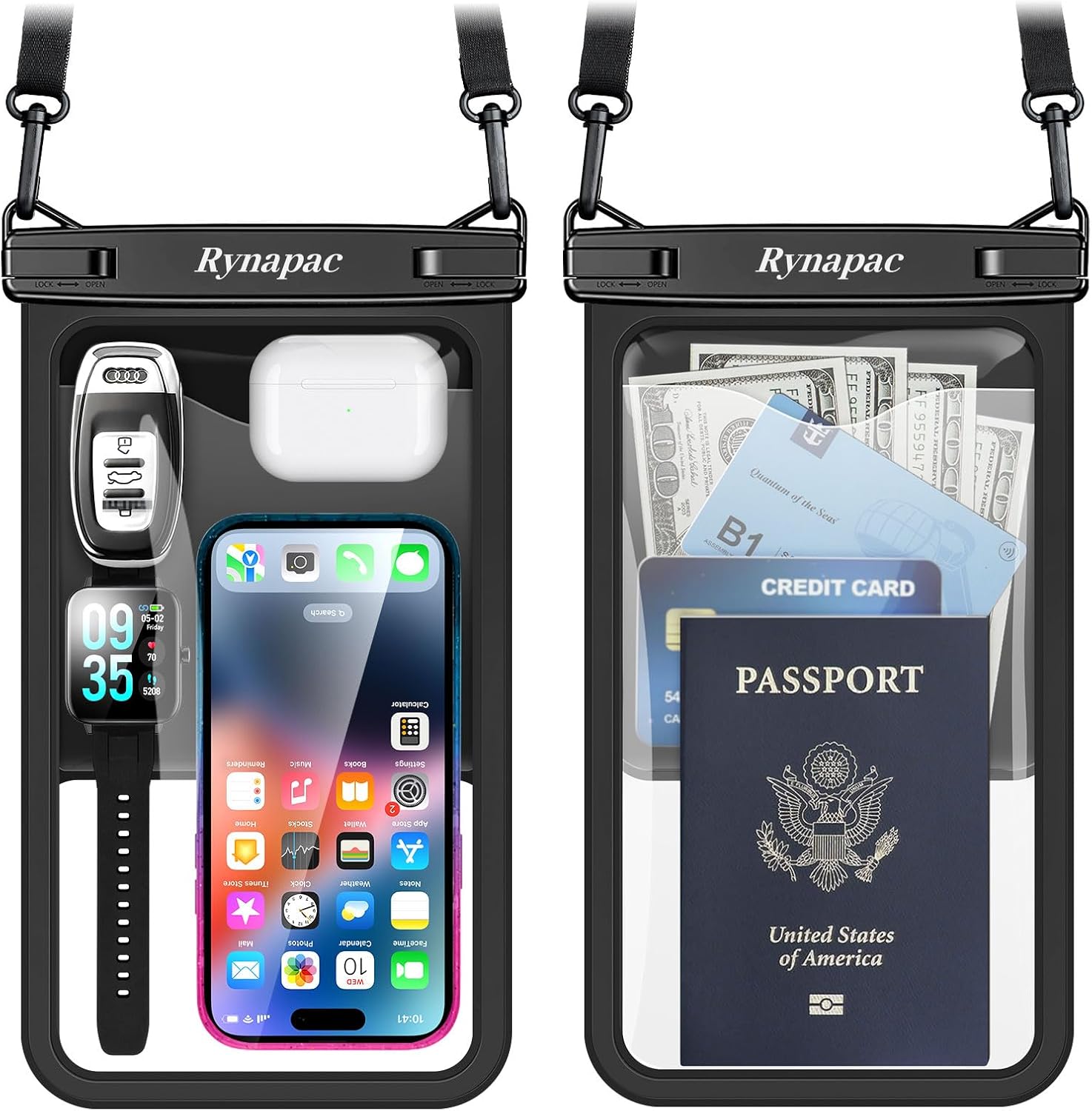 Rynapac Waterproof Phone Pouch - 2 Pack IPX8 Case for iPhone 17/16/15 Pro Max & Galaxy S26 Ultra | Touchscreen & Underwater Photography Essentials