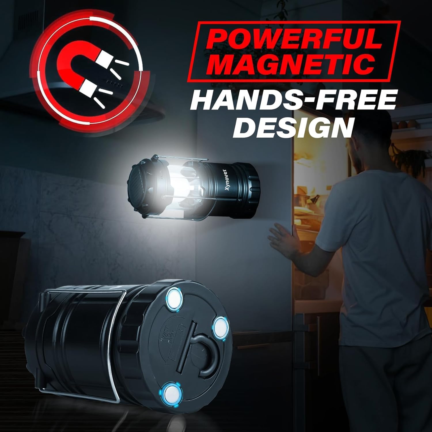 Skiennix 4-Pack Solar Camping Lanterns - Rechargeable LED with USB & Magnetic Base | Waterproof & Collapsible for Emergencies, Hiking, and Power Outages