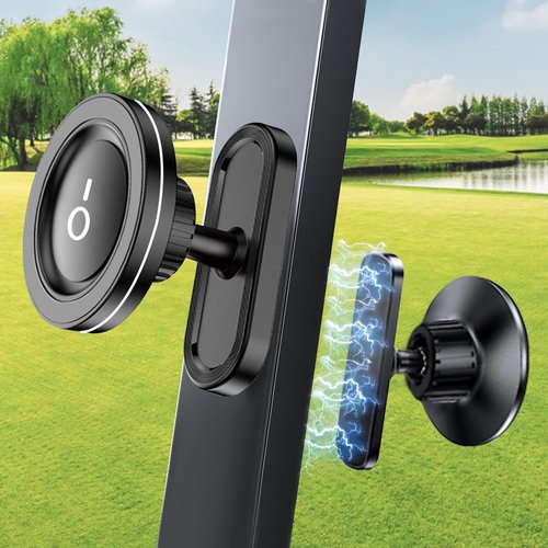 byBOMYA Magnetic Golf Cart Phone Holder for MagSafe iPhone 16 Pro Max Plus 15 14 13 12 Mini, Alloy Strong Magnetic Phone Mount Golf Cart Accessories Compatible with EZGO/Club Cart/Yamaha Golf Cart