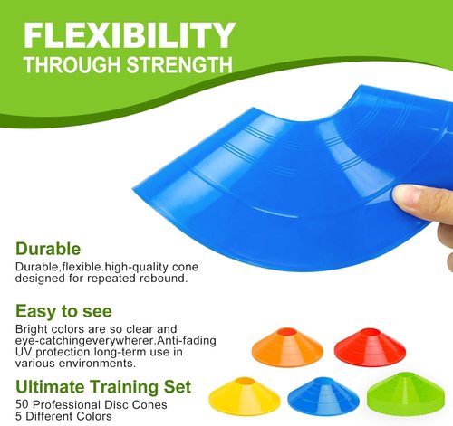 **Ashsajkd Agility Soccer Cones Set - 25/50/100 Cones with Carry Bag for Football & Basketball Training**