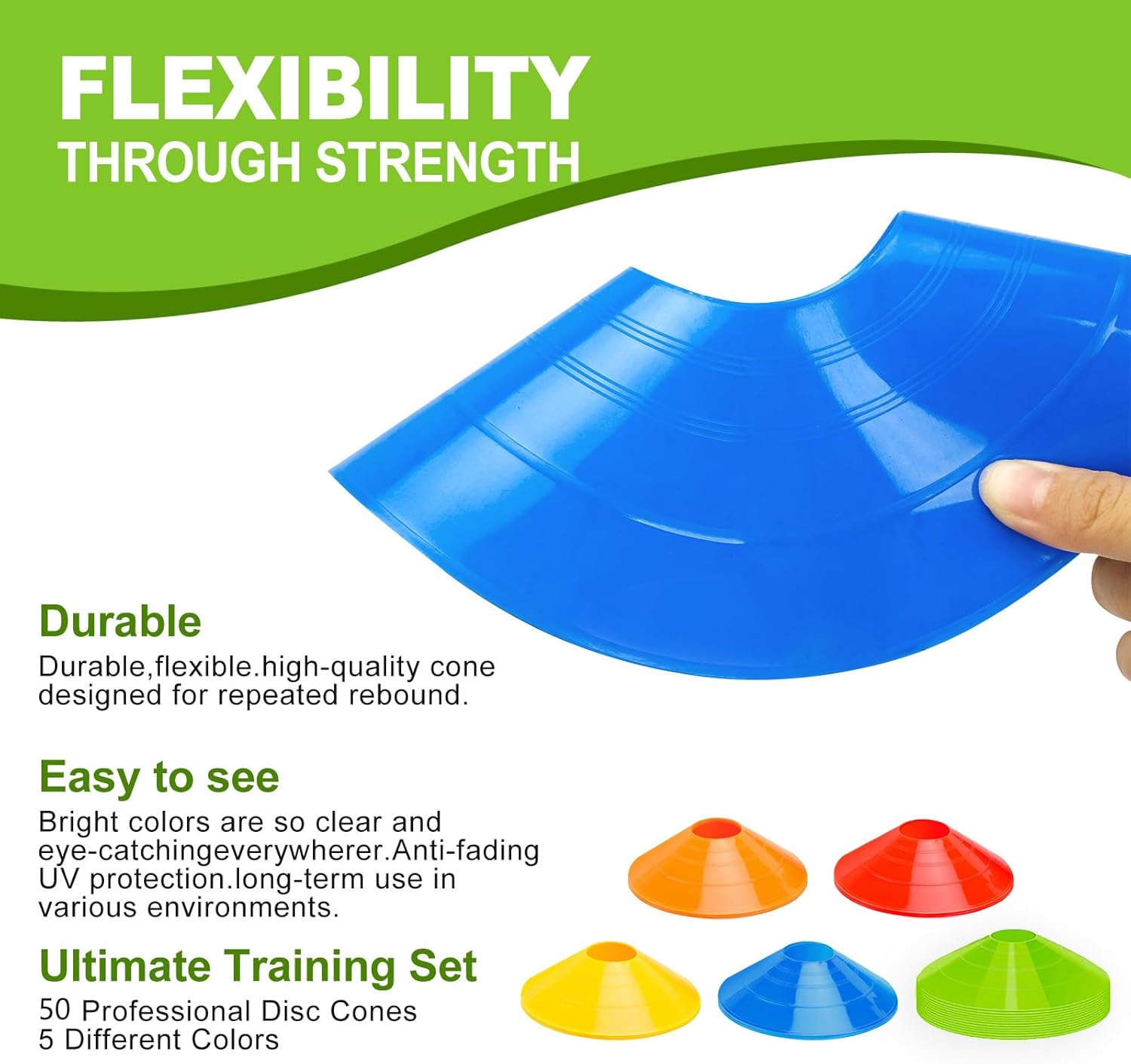 **Ashsajkd Agility Soccer Cones Set - 25/50/100 Cones with Carry Bag for Football & Basketball Training**