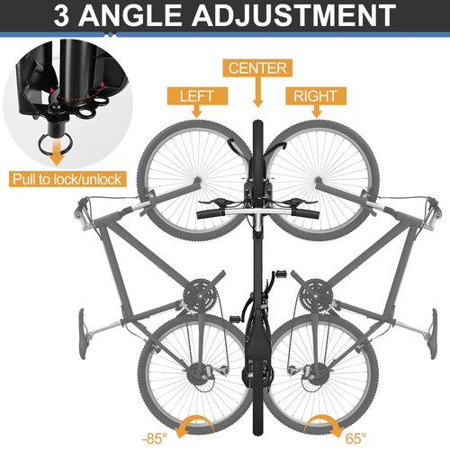 Tottist Wall Mounted Bike Rack for Indoor Storage - Heavy Duty 150° Swivel, No Drill Space Saving Design, Fits MTB/Road/E-Bikes & Hybrid, Anti-Slip Stopper (1-Pack, Black)