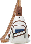 Crossbody Sling Bag by 7L - Vegan Leather Travel Purse | Stylish Beige Fanny Pack for Women