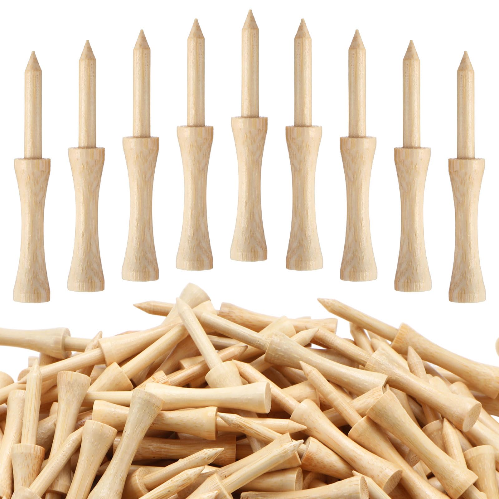 Vinsot 500 Pcs Step Down Golf Tees 2-3/4 Inch Bulk Wooden Bamboo Golf Tees for Men Women Indoor and Outdoor Practice Driving Range and Simulator Essential Accessories