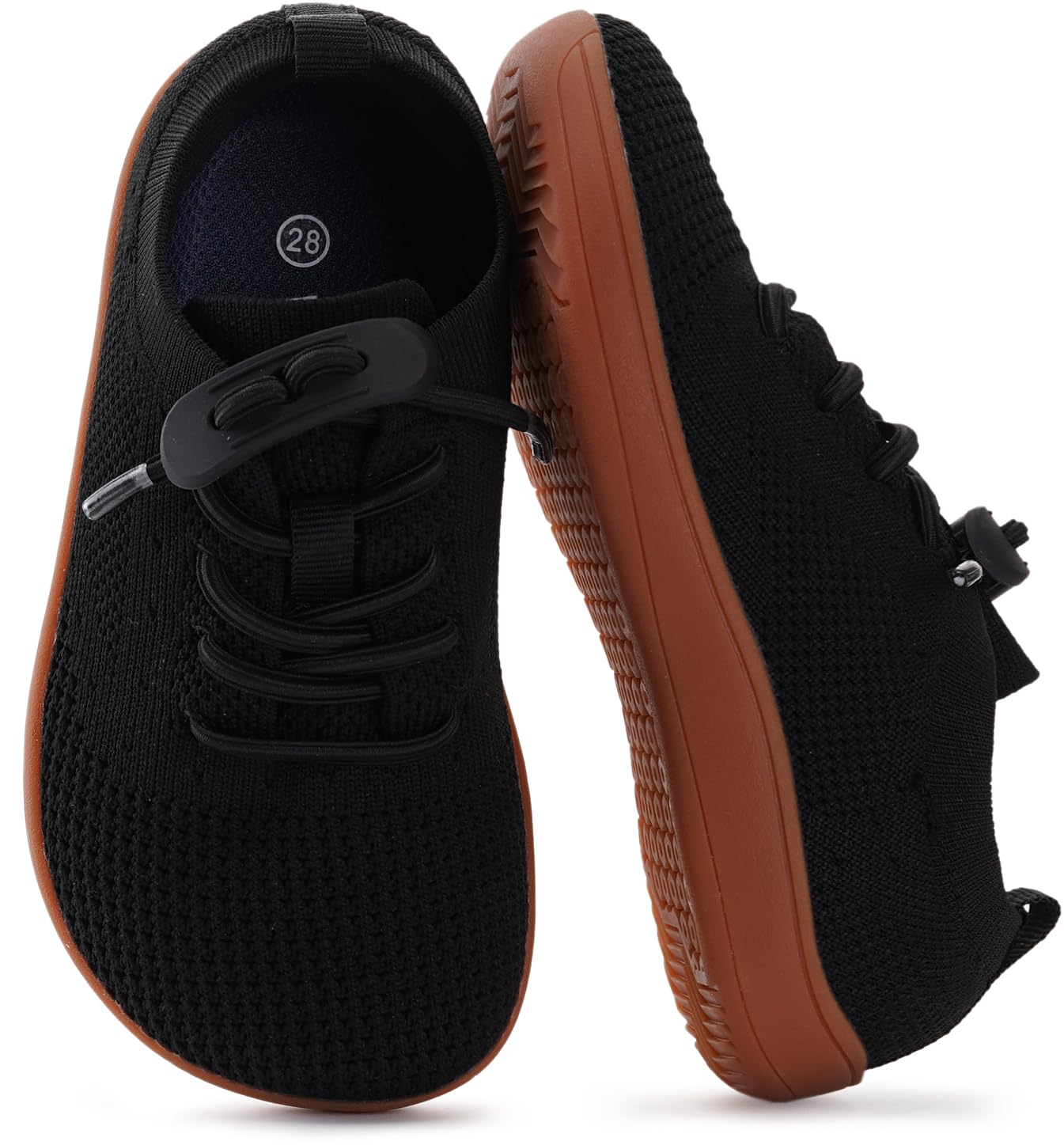 WHITIN Little Kids Wide Toe Box Barefoot Shoes for Boys Girls Size 13 13W Zero Drop Width Minimalist Dress School Sneakers Tennis Walking Running Black 31