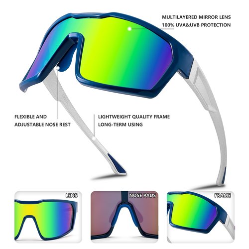FEISEDY Sunglasses Sports Mens Women, Baseball Cycling Mirrored Goggles, Hiking Running UV400 Protection B0034