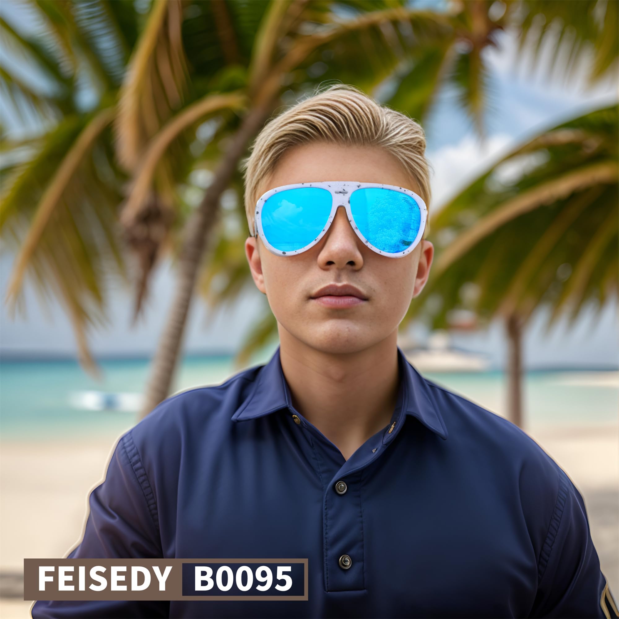 FEISEDY Polarized Aviator Sunglasses Men Women Oversized Round Steampunk Sunglasses Side Shield Goggles B0095