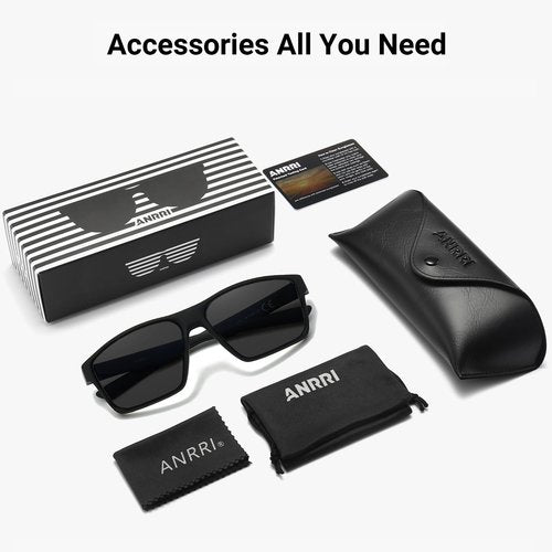 ANRRI Sports Sunglasses for Men Polarized Driving Sunglasses Lightweight Tr90 Frame for Cycling Fishing Running