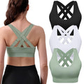 Double Couple Sports Bras for Women Padded High Support Adjustable Crossback Bra Seamless High Impact Yoga Gym Workout Bras