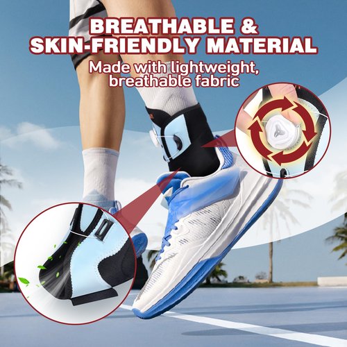 Ankle Brace for Sprained Ankle, Adjustable Knob Support with Removable Metal Splints, KTQUICK Breathable Ankle Stabilizer for Unsex, Pain Relief for Swelling,Injury Recovery,Sports,M(Shoes 8.5‘’-12‘’)