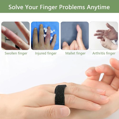 Jrery-KEY 14 Pack Buddy Straps for Fingers Buddy Loops Hook-and-Loop Finger Support for Injured, Jammed, Mallet, Trigger Finger - Adjustable & Reusable