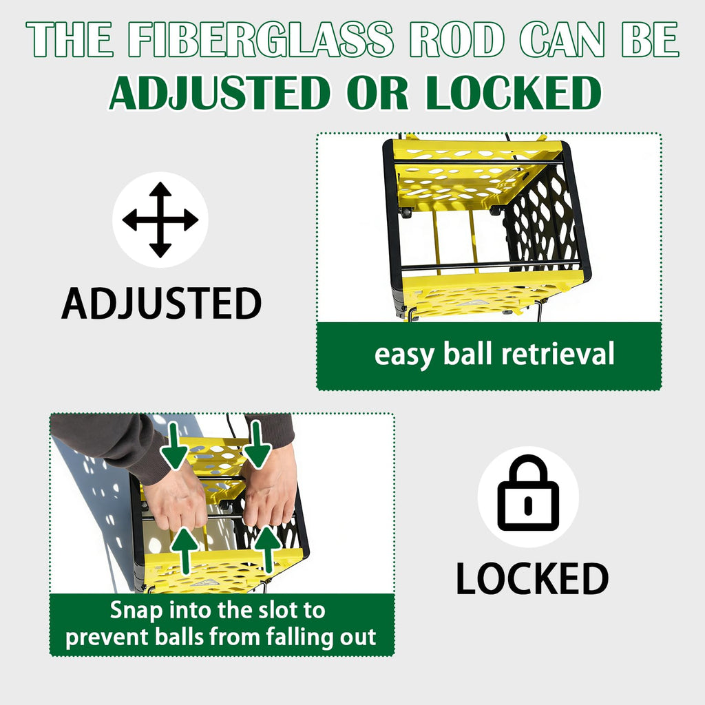 OLE ANDIGO Pickleball Hopper Collector with Wheels, 40 Pickleball Balls Capacity, Lightweight Pickleball Picker Upper, Pickleball Picking Ball Picking Tool.