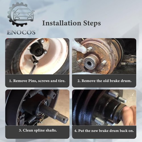 Enocos 21807-G1 30 Teeth Golf Cart Brake Drum Hub Assembly 1inch Compatible with 1991-Up 4 Cycle Gas EZGO Golf Cart, Replace# 41843-94 Large Hole Fine Sp-Lined Brake Drum